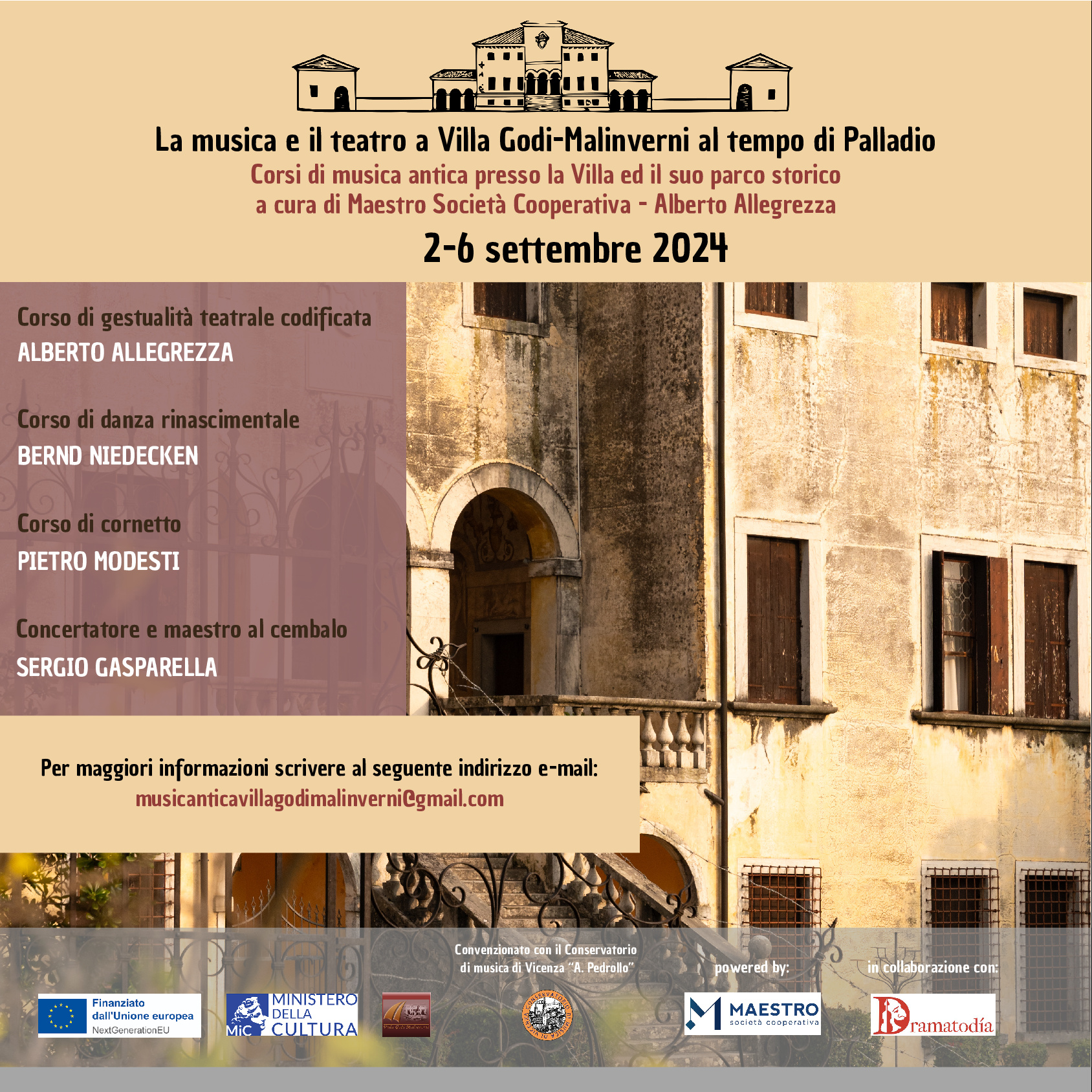 02 Settembre 2024 La musica e il teatro a Villa Godi Malinverni al tempo di Palladio